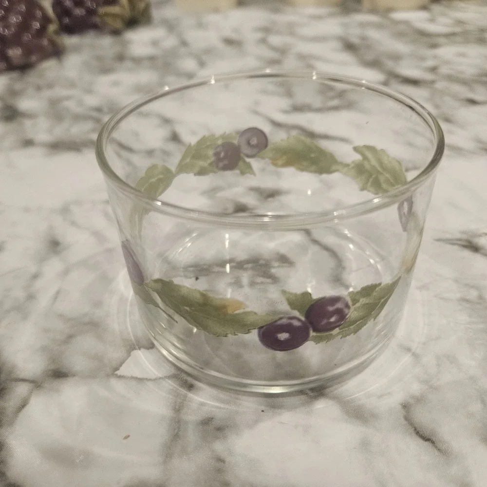 Vintage Clear Glass‎ Grape & Leaf Dessert Bowl | Small Serving Bowl